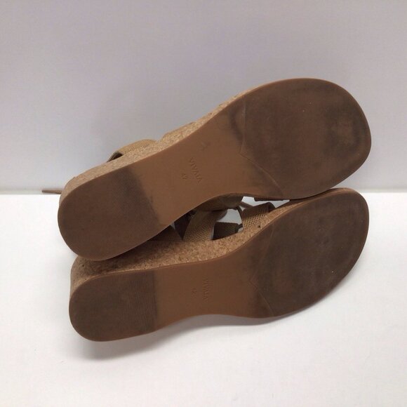 Vivaia Heidi Wedge Sandals Shoes Almond Toe Size 42 US 10.5 Cork Heels - Picture 7 of 11
